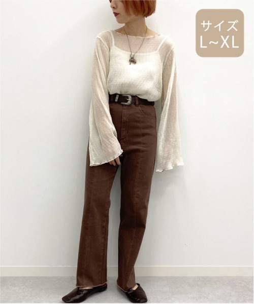 apres jour mignon(アプレジュールミニョン)の「【大きいサイズ】シア―メローTシャツインナーセット【ZOZOTOWN限定アイテム】(シャツ/ブラウス・レディース・その他/ダークブラウン/アイボリー/パープル・X-LARGE)」の10枚目の写真