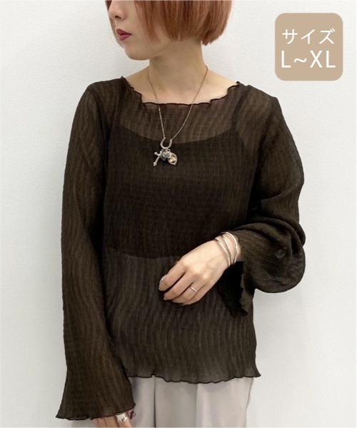 apres jour mignon(アプレジュールミニョン)の「【大きいサイズ】シア―メローTシャツインナーセット【ZOZOTOWN限定アイテム】(シャツ/ブラウス・レディース・その他/ダークブラウン/アイボリー/パープル・X-LARGE)」の11枚目の写真