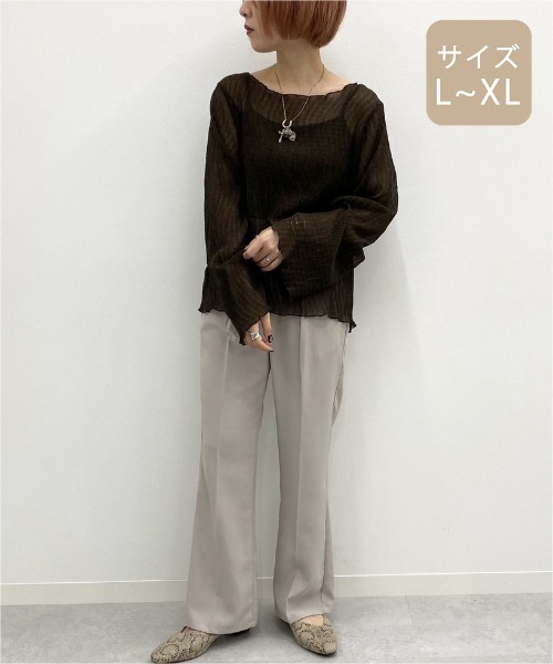 apres jour mignon(アプレジュールミニョン)の「【大きいサイズ】シア―メローTシャツインナーセット【ZOZOTOWN限定アイテム】(シャツ/ブラウス・レディース・その他/ダークブラウン/アイボリー/パープル・X-LARGE)」の15枚目の写真