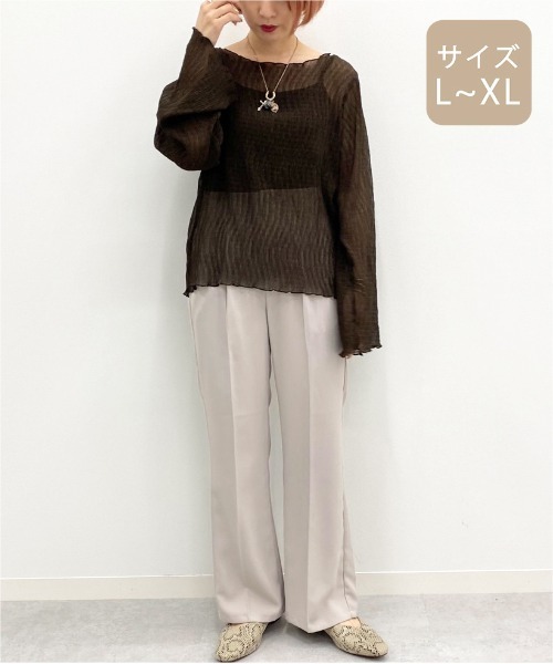 apres jour mignon(アプレジュールミニョン)の「【大きいサイズ】シア―メローTシャツインナーセット【ZOZOTOWN限定アイテム】(シャツ/ブラウス・レディース・その他/ダークブラウン/アイボリー/パープル・X-LARGE)」の16枚目の写真