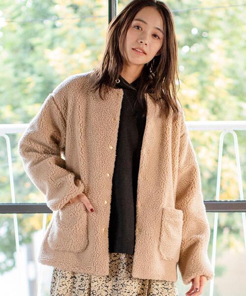 coen（コーエン）の「リバーシブルボアノーカラーブルゾン（ブルゾン）」 - WEAR