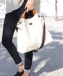 florist | 【本革】【2WAY/2SIZE】【撥水】スクエアナイロンとレザーのプレート付きトートバッグ(トートバッグ)