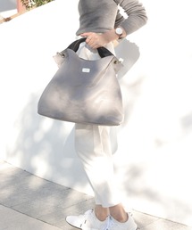 florist | 【本革】【2WAY/2SIZE】【撥水】スクエアナイロンとレザーのプレート付きトートバッグ(トートバッグ)