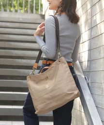 florist | 本革2WAY/2SIZE撥水スクエアナイロンとレザーのプレート付きトートバッグ(トートバッグ)