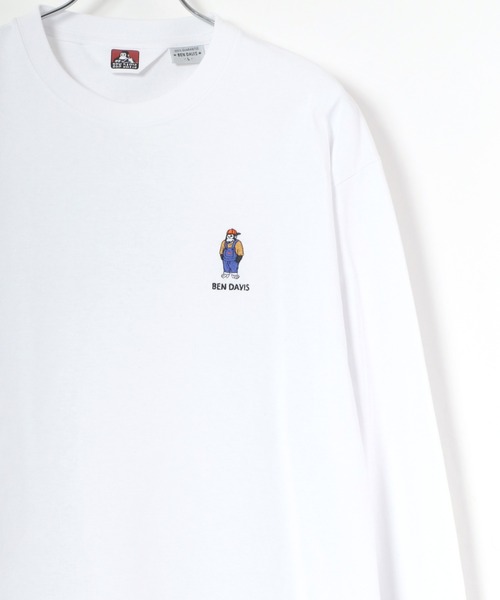 BEN DAVIS（ベンデイビス）の「BEN DAVIS/ベンデイビス ワンポイント ミニゴリラ刺繍 バックプリント ロングスリーブTシャツ（Tシャツ/カットソー・メンズ・ホワイト/ブラック/ベージュ/ダークグリーン・S/M/L/XL）」の3枚目の写真