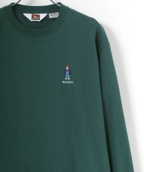 BEN DAVIS（ベンデイビス）の「BEN DAVIS/ベンデイビス ワンポイント ミニゴリラ刺繍 バックプリント ロングスリーブTシャツ（Tシャツ/カットソー・メンズ・ホワイト/ブラック/ベージュ/ダークグリーン・S/M/L/XL）」の4枚目の写真