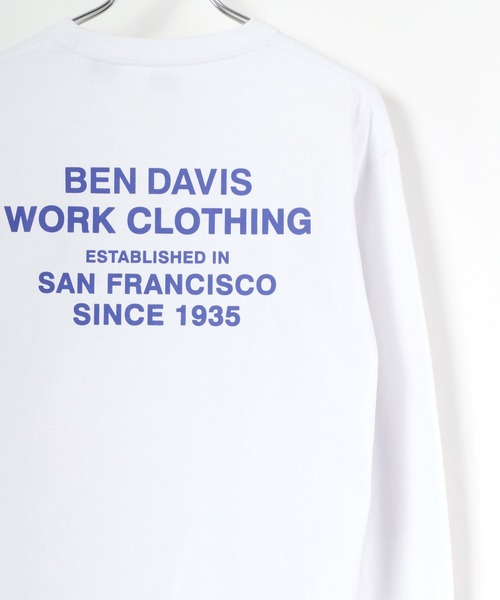 BEN DAVIS（ベンデイビス）の「BEN DAVIS/ベンデイビス ワンポイント ミニゴリラ刺繍 バックプリント ロングスリーブTシャツ（Tシャツ/カットソー・メンズ・ホワイト/ブラック/ベージュ/ダークグリーン・S/M/L/XL）」の5枚目の写真