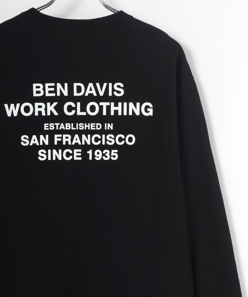 BEN DAVIS（ベンデイビス）の「BEN DAVIS/ベンデイビス ワンポイント ミニゴリラ刺繍 バックプリント ロングスリーブTシャツ（Tシャツ/カットソー・メンズ・ホワイト/ブラック/ベージュ/ダークグリーン・S/M/L/XL）」の6枚目の写真