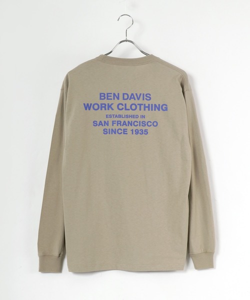BEN DAVIS（ベンデイビス）の「BEN DAVIS/ベンデイビス ワンポイント ミニゴリラ刺繍 バックプリント ロングスリーブTシャツ（Tシャツ/カットソー・メンズ・ホワイト/ブラック/ベージュ/ダークグリーン・S/M/L/XL）」の14枚目の写真