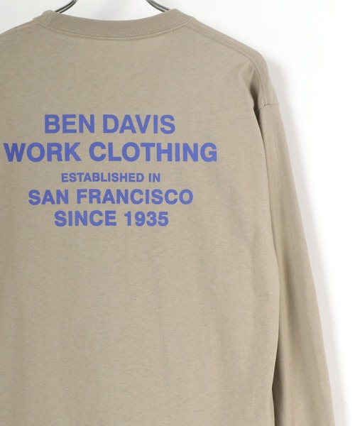 BEN DAVIS（ベンデイビス）の「BEN DAVIS/ベンデイビス ワンポイント ミニゴリラ刺繍 バックプリント ロングスリーブTシャツ（Tシャツ/カットソー・メンズ・ホワイト/ブラック/ベージュ/ダークグリーン・S/M/L/XL）」の7枚目の写真