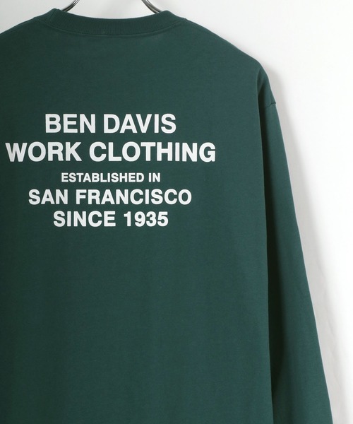 BEN DAVIS（ベンデイビス）の「BEN DAVIS/ベンデイビス ワンポイント ミニゴリラ刺繍 バックプリント ロングスリーブTシャツ（Tシャツ/カットソー・メンズ・ホワイト/ブラック/ベージュ/ダークグリーン・S/M/L/XL）」の8枚目の写真