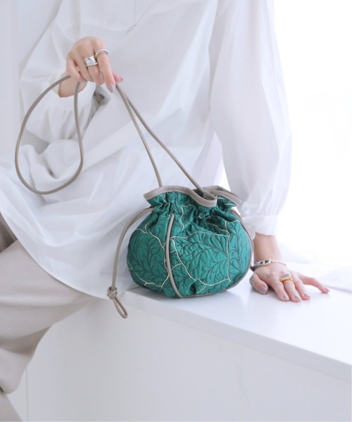 Simplicite（サンプリシテ）の「リーフジャガードドロストバッグ（ショルダーバッグ・レディース・ブルー系その他/グリーン/イエロー・FREE）」の2枚目の写真