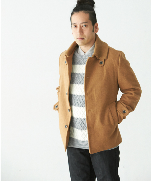 GIORDANO(ジョルダーノ)の「メルトンドンキージャケット(ブルゾン・メンズ・ブラック/ベージュ/ネイビー・LARGE/MEDIUM)」の1枚目の写真
