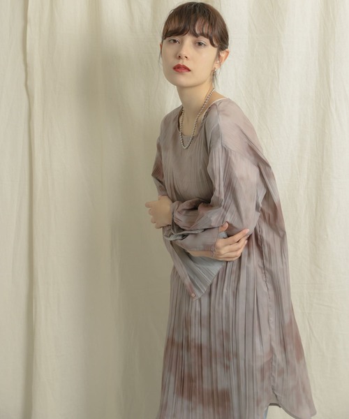 SENSE OF PLACE by URBAN RESEARCH（センスオブプレイスバイアーバンリサーチ）の「タイダイワッシャーチュニックブラウス（Tシャツ/カットソー・レディース・ライトベージュ/ブラウン・ONE）」の4枚目の写真