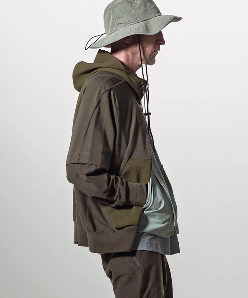 C DIEM（カルペディエム）の「C DIEM(カルペディエム)フェイクレイヤードパーカー（パーカー・メンズ・ブラック/カーキ・S/M/L）」の8枚目の写真