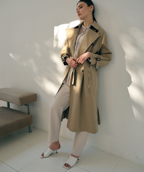 STUDIOUS City ハイカウントコットントレンチコート 極美品】STUDIOUS CITY ハイカウントコットントレンチコート 偏光