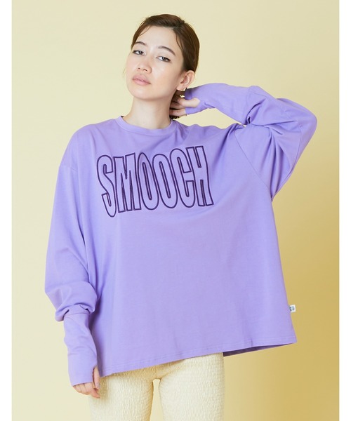 Little sunny bite（リトルサニーバイト）の「Smooch stitch long tee（Tシャツ/カットソー・レディース・ホワイト/ブラック/イエロー/パープル・FREE）」の3枚目の写真