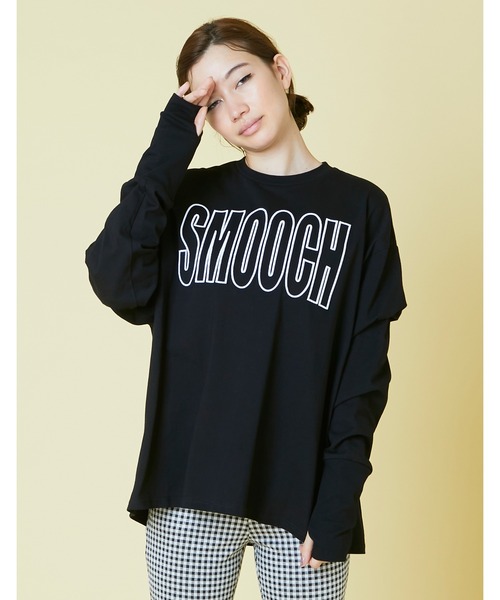 Little sunny bite（リトルサニーバイト）の「Smooch stitch long tee（Tシャツ/カットソー・レディース・ホワイト/ブラック/イエロー/パープル・FREE）」の2枚目の写真