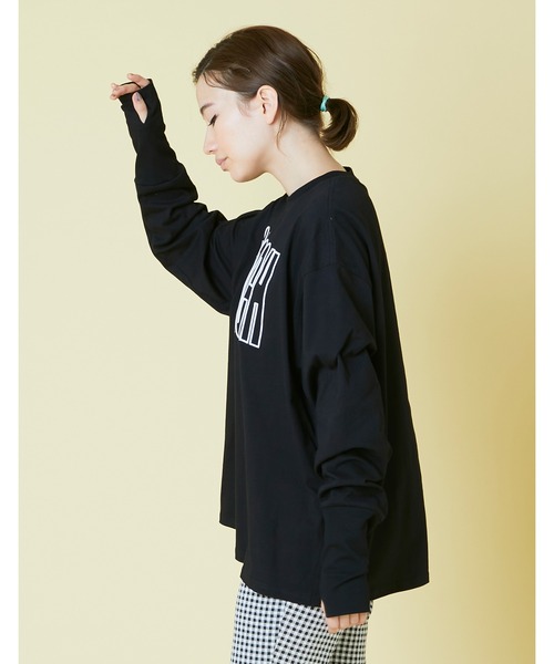 Little sunny bite（リトルサニーバイト）の「Smooch stitch long tee（Tシャツ/カットソー・レディース・ホワイト/ブラック/イエロー/パープル・FREE）」の10枚目の写真