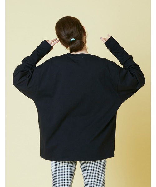 Little sunny bite（リトルサニーバイト）の「Smooch stitch long tee（Tシャツ/カットソー・レディース・ホワイト/ブラック/イエロー/パープル・FREE）」の6枚目の写真