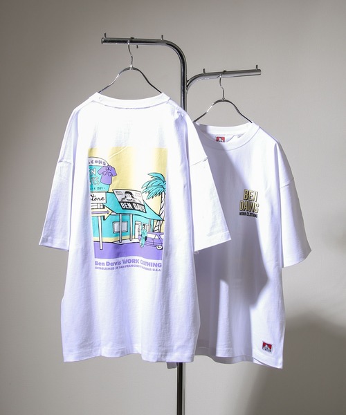 Davis ベンデイビス のファッション Davis Ben Ben Tシャツ カットソー トップス 別注 セール Ben イラストバックプリントビッグtシャツ ユニセックス