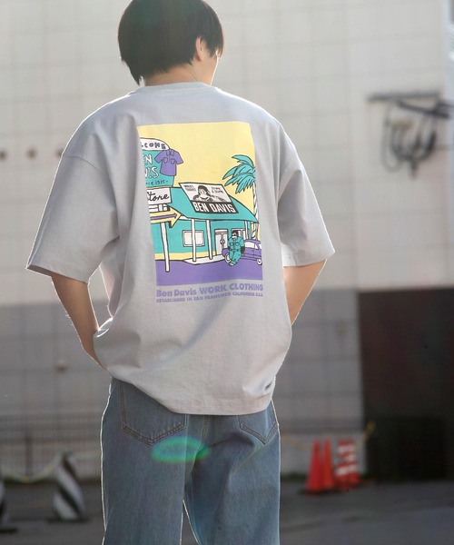Davis ベンデイビス のファッション Davis Ben Ben Tシャツ カットソー トップス 別注 セール Ben イラストバックプリントビッグtシャツ ユニセックス