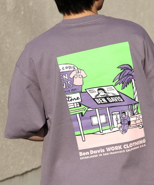 Davis ベンデイビス のファッション Davis Ben Ben Tシャツ カットソー トップス 別注 セール Ben イラストバックプリントビッグtシャツ ユニセックス