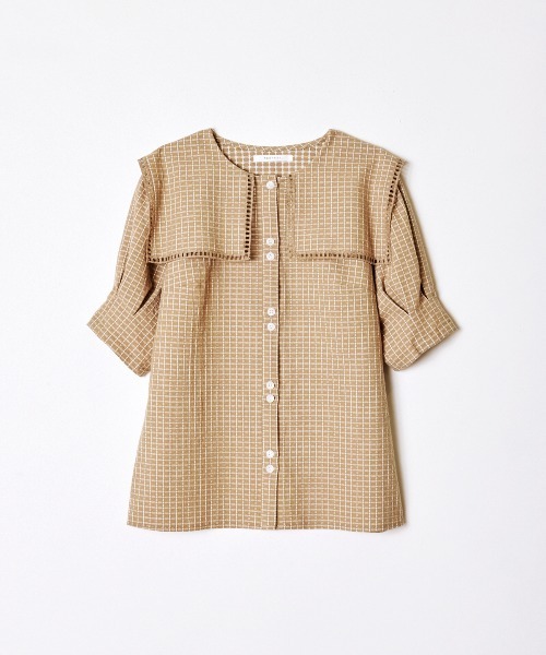 REDYAZEL（レディアゼル）の「チェックはしごレースカラータックスリーブブラウス（シャツ/ブラウス・レディース・ブラウン/オフホワイト/グリーン・FREE）」の18枚目の写真