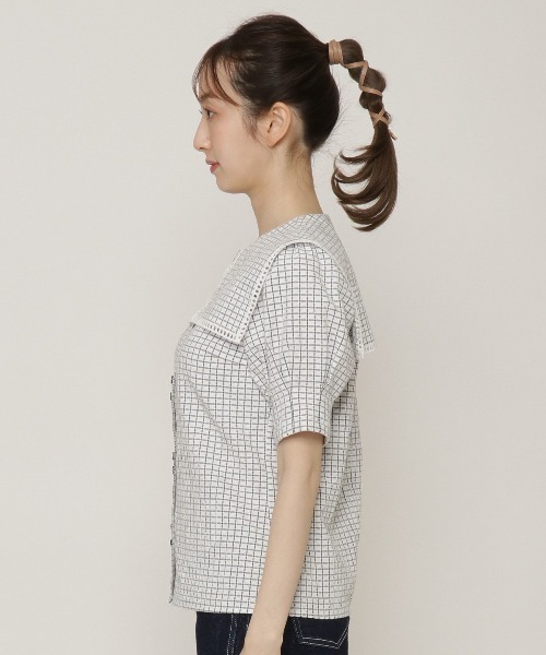 REDYAZEL（レディアゼル）の「チェックはしごレースカラータックスリーブブラウス（シャツ/ブラウス・レディース・ブラウン/オフホワイト/グリーン・FREE）」の22枚目の写真