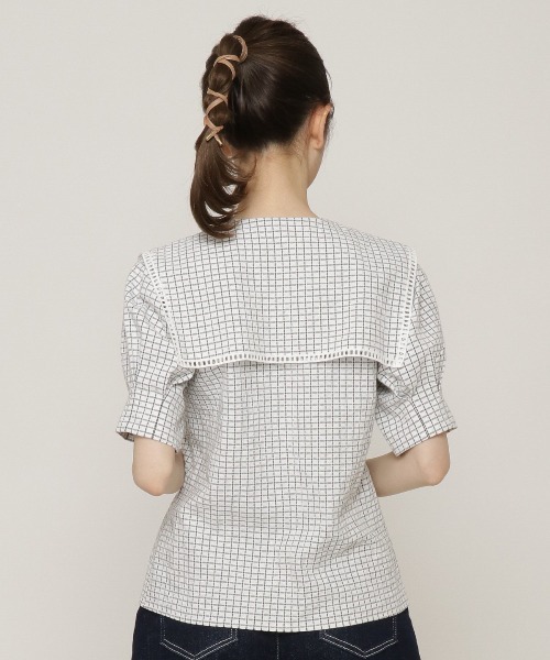 REDYAZEL（レディアゼル）の「チェックはしごレースカラータックスリーブブラウス（シャツ/ブラウス・レディース・ブラウン/オフホワイト/グリーン・FREE）」の10枚目の写真