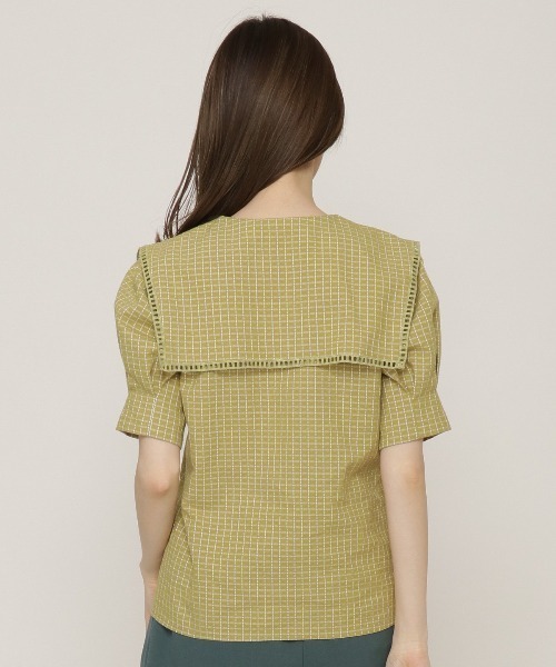 REDYAZEL（レディアゼル）の「チェックはしごレースカラータックスリーブブラウス（シャツ/ブラウス・レディース・ブラウン/オフホワイト/グリーン・FREE）」の11枚目の写真