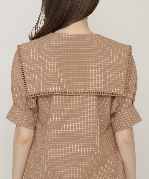 REDYAZEL（レディアゼル）の「チェックはしごレースカラータックスリーブブラウス（シャツ/ブラウス・レディース・ブラウン/オフホワイト/グリーン・FREE）」の9枚目の写真