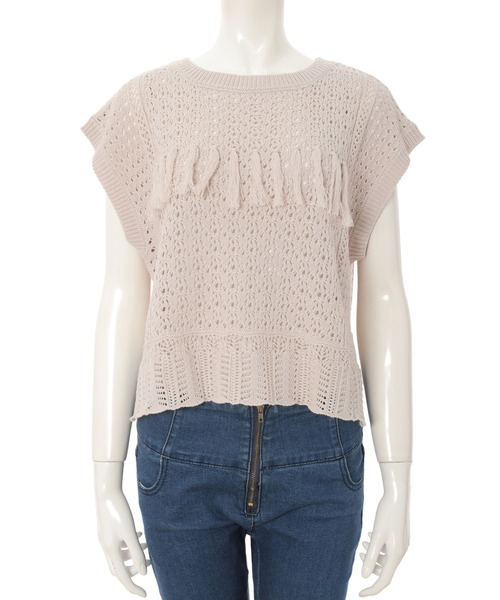 fifth（フィフス）の「クロシェ編みサマーニット（ニット/セーター・レディース・グレイッシュベージュ/ブラック・MEDIUM）」の11枚目の写真