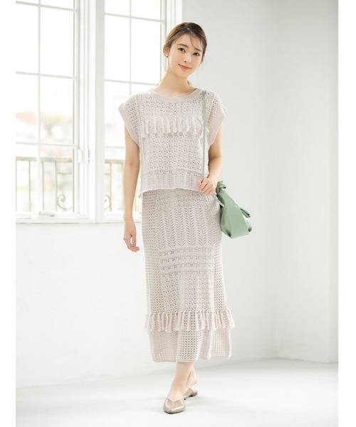 fifth（フィフス）の「クロシェ編みサマーニット（ニット/セーター・レディース・グレイッシュベージュ/ブラック・MEDIUM）」の12枚目の写真