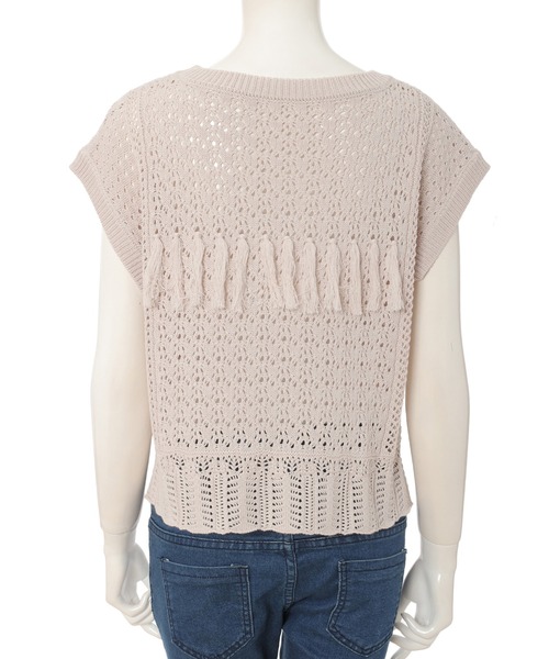 fifth（フィフス）の「クロシェ編みサマーニット（ニット/セーター・レディース・グレイッシュベージュ/ブラック・MEDIUM）」の3枚目の写真