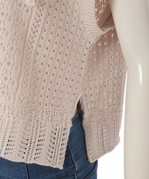 fifth（フィフス）の「クロシェ編みサマーニット（ニット/セーター・レディース・グレイッシュベージュ/ブラック・MEDIUM）」の4枚目の写真