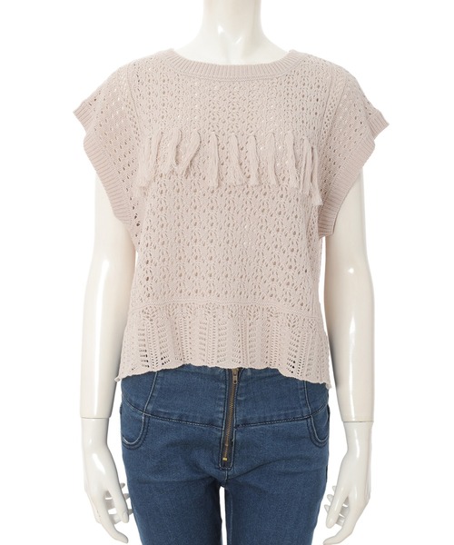 fifth（フィフス）の「クロシェ編みサマーニット（ニット/セーター・レディース・グレイッシュベージュ/ブラック・MEDIUM）」の9枚目の写真