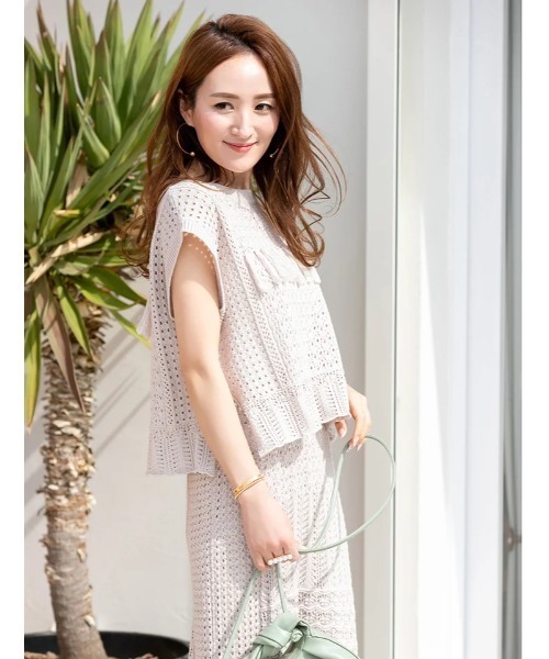 fifth（フィフス）の「クロシェ編みサマーニット（ニット/セーター・レディース・グレイッシュベージュ/ブラック・MEDIUM）」の19枚目の写真