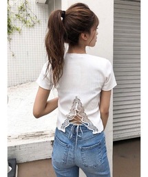 ENVYM | バックレースリブTOPS(Tシャツ/カットソー)