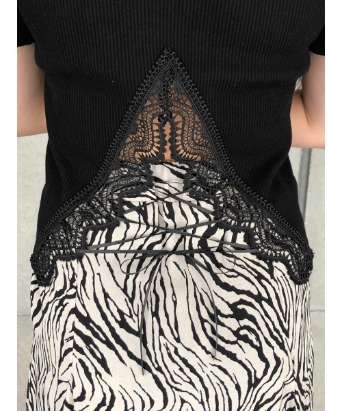 ENVYM（アンビー）の「バックレースリブTOPS（Tシャツ/カットソー・レディース・ブラック/ベージュ/ホワイト・FREE）」の14枚目の写真