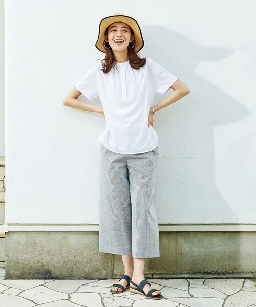 J.PRESS Ladies（J.プレス レディス）の「【洗える】コットンリネンストライプジャージ ワイドパンツ（その他パンツ・レディース・ネイビー系1/ネイビー系2・S/XS/XXS）」の9枚目の写真