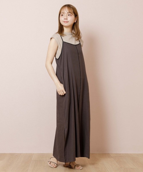 flower（フラワー）の「パイピングキャミワンピース（ワンピース・レディース・ベージュ/ブラック・FREE）」の2枚目の写真