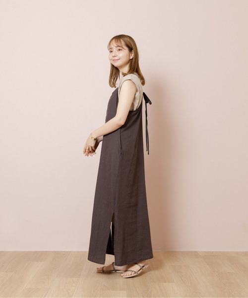 flower（フラワー）の「パイピングキャミワンピース（ワンピース・レディース・ベージュ/ブラック・FREE）」の9枚目の写真