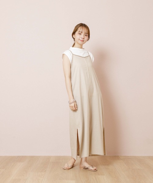 flower（フラワー）の「パイピングキャミワンピース（ワンピース・レディース・ベージュ/ブラック・FREE）」の5枚目の写真