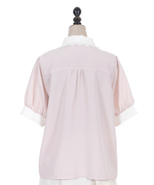 セール】レースラッフルフリル半袖BL（シャツ/ブラウス）｜axes