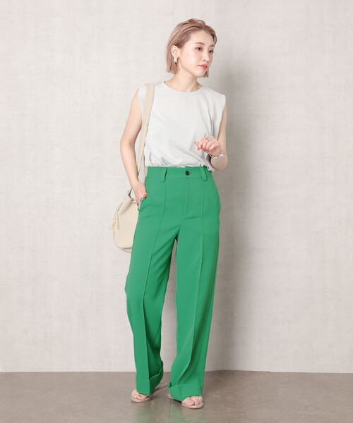 FREAK'S STORE（フリークスストア）の「【WEB限定】センターシームロールアップパンツ(カラーパンツ)（スラックス・レディース・ナチュラル/グレー/ブラック/グリーン・SMALL/MEDIUM）」の22枚目の写真