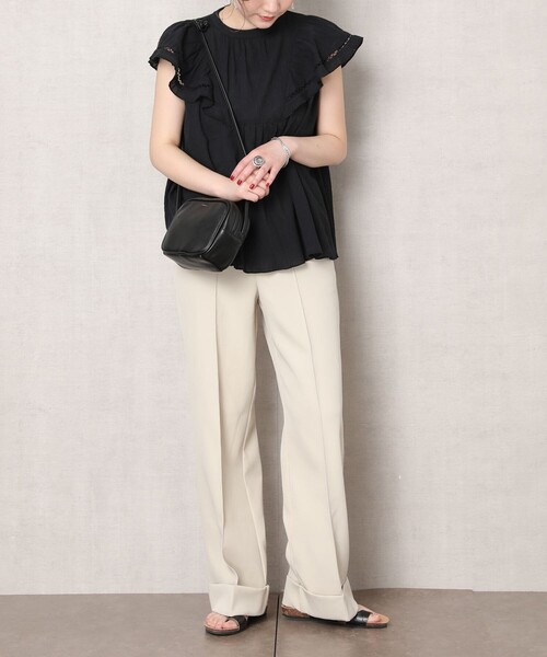 FREAK'S STORE（フリークスストア）の「【WEB限定】センターシームロールアップパンツ(カラーパンツ)（スラックス・レディース・ナチュラル/グレー/ブラック/グリーン・SMALL/MEDIUM）」の12枚目の写真