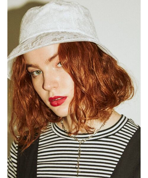 jouetie（ジュエティ）の「レースバケットハット（ハット・レディース・オフホワイト/ブラック/ライトブルー・FREE）」の14枚目の写真