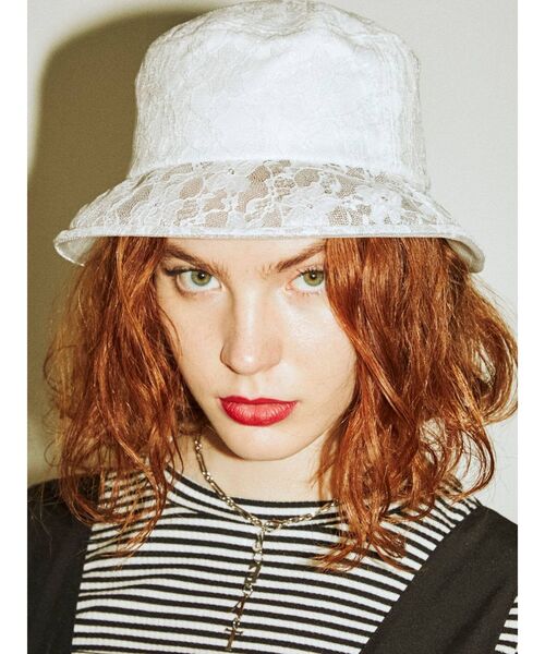 jouetie（ジュエティ）の「レースバケットハット（ハット・レディース・オフホワイト/ブラック/ライトブルー・FREE）」の16枚目の写真