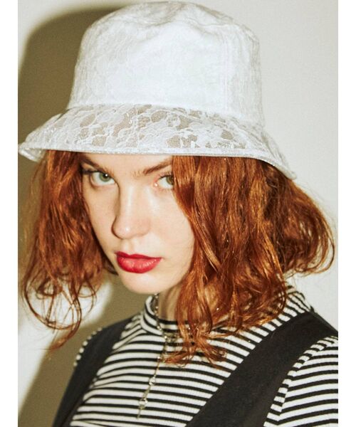 jouetie（ジュエティ）の「レースバケットハット（ハット・レディース・オフホワイト/ブラック/ライトブルー・FREE）」の12枚目の写真